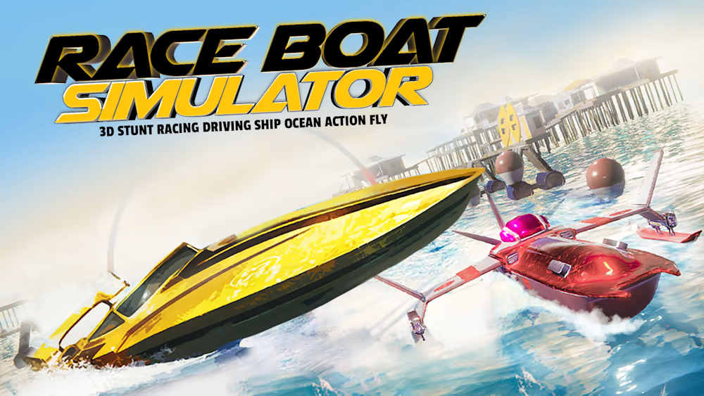 赛船模拟器 - 3D特技赛车驾驶船在海洋中 Race Boat Simulator - 3D Stunt Racing Driving Ship in Ocea 英语_0